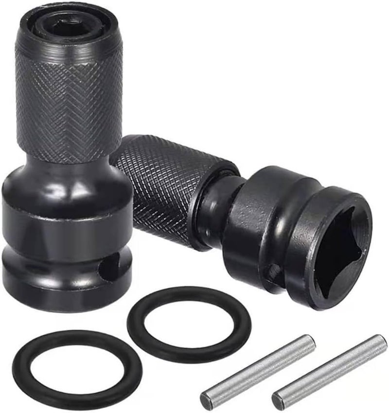 EMSTAR 2PCS Impact Wrench Adapter, 1/2" Square Drive to 1/4" Hex Female Socket Adapter, Impact Drill Adapter for Impact Wrench Ratchet, Quick Release - Image 1